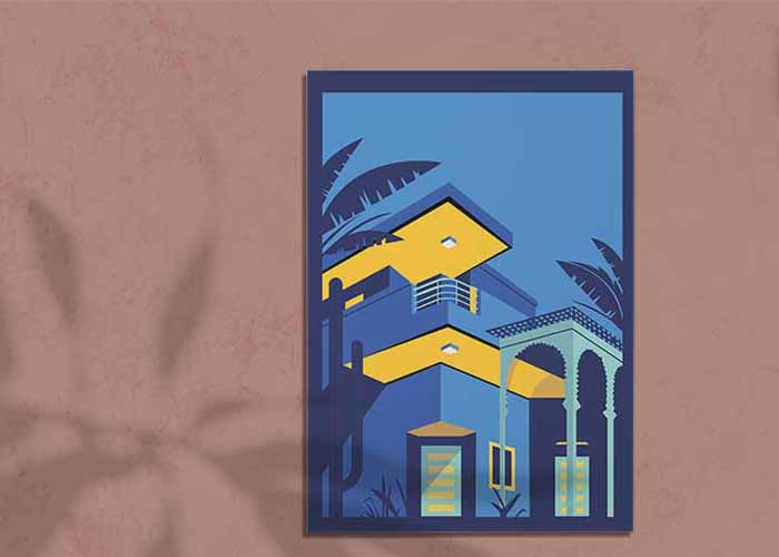 Illustration du Jardin Majorelle avec un stylr Art Déco